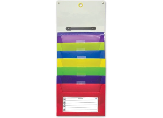 Sliding File With 7 Pockets, Clear Strip Cover